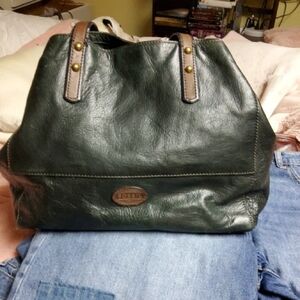 Fossil Black Leather Tote
